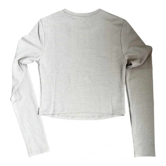 American Tall Cropped Long Sleeve Waffle Shirt for Tall Women DESERT ROSE Size S - Picture 4 of 13